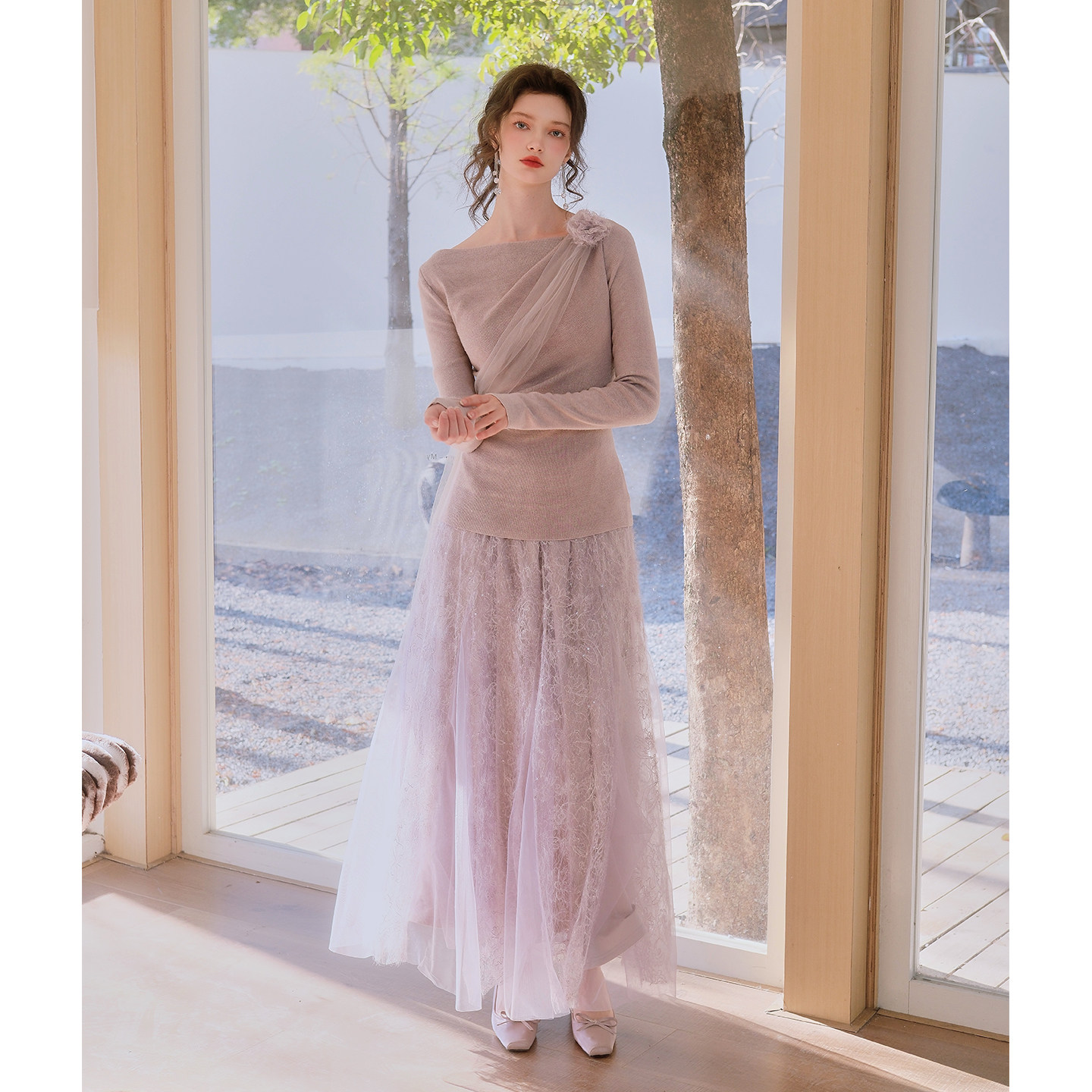 彼得潘大叔《忆沐棉》法式浪漫网纱设计上衣高级设计感半裙套装,女装/女士精品,时尚套装,淘宝优惠券,粉丝福利购,淘宝优惠卷