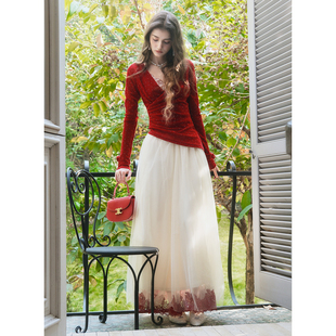 饰半裙套装 彼得潘大叔 烫钻上衣蕾丝下摆装 假两件修身 天使8号