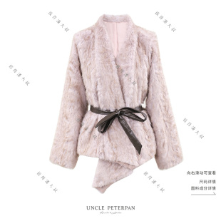 时尚 外套 大气撞色系带华丽感毛毛外套 临冬气度 彼得潘大叔