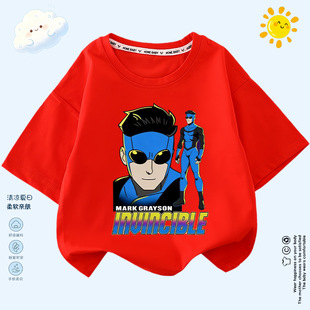 无敌少侠cos服马克cos服儿童短袖T恤圆领宽松动漫周边上衣服体恤