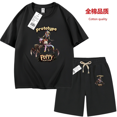 波比的游戏时间衣服poppyplaytime夏季男童装裤子T恤儿童短袖套装