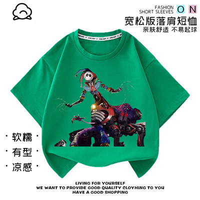 男孩poppy playtime prototype波比周边夏装短袖衣服儿童上衣服潮