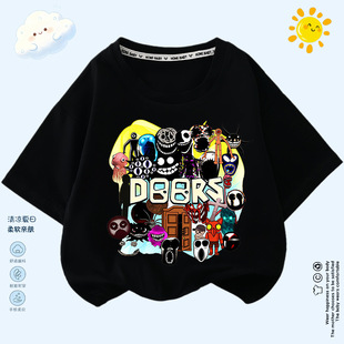 逃离大门Roblox doors游戏动漫周边衣服夏季新款棉t恤短袖上衣服