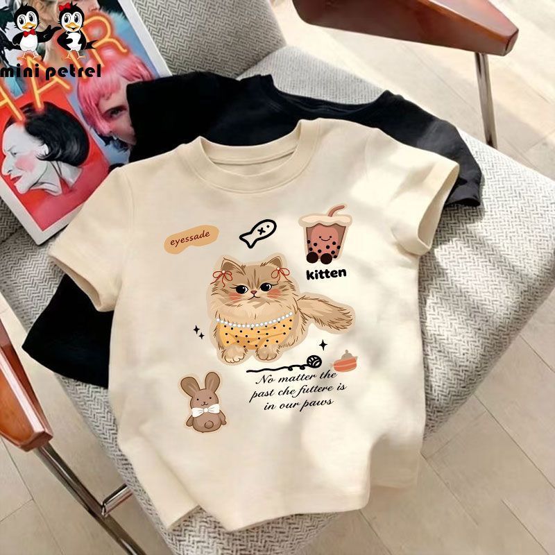 儿童夏季韩版洋气可爱猫咪短袖
