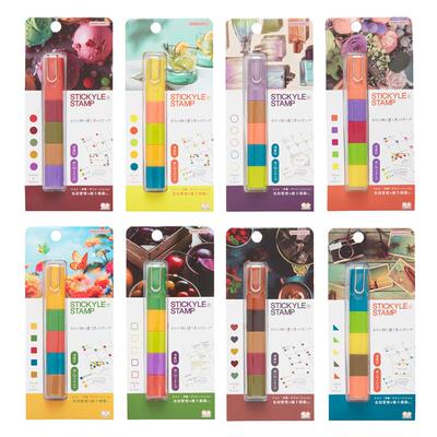 日本太阳星多合一笔型浸透印章JOINT STAMP卡通迷你手帐日记