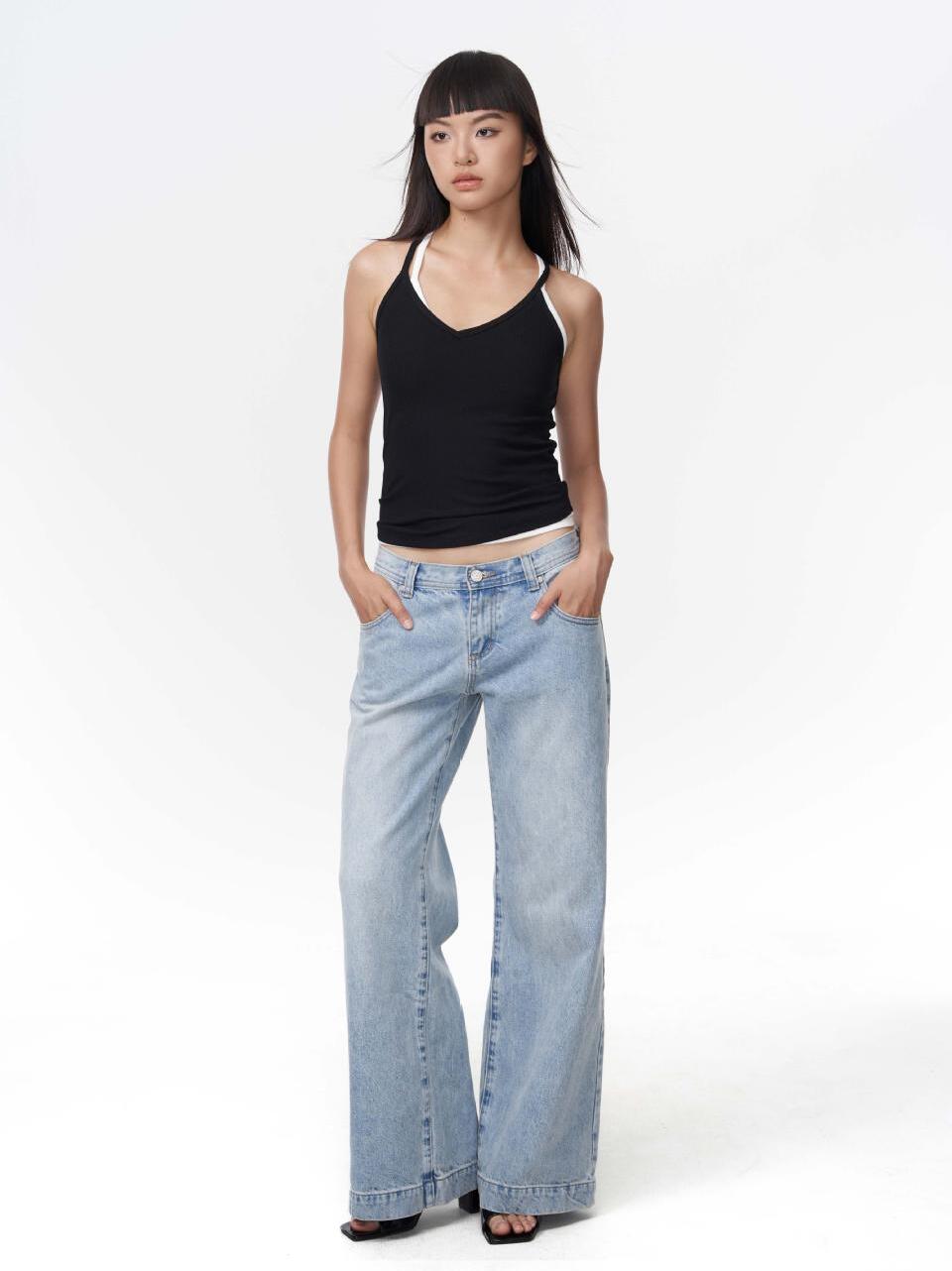 Not Bad百搭基础款螺纹V领细带弹力显瘦女上衣小吊带背心夏季新款