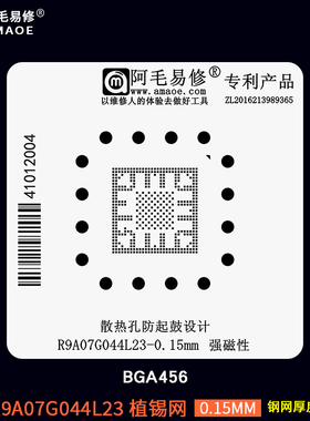 适用于瑞萨开发板R9A07G044L23 MCU芯片IC植锡网BGA456刮锡膏钢网