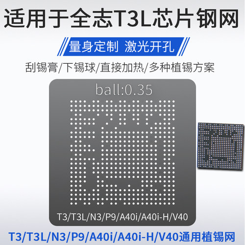 适用于全志T3 T3L N3 P9 A40i A40i-H V40平板主控芯片植锡网钢网 - 封面