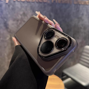 半透黑色不发黄适用华为Pura80pro手机壳mate70/50自带镜头膜nova14/13荣耀400新款X70i全包300防摔200软壳60