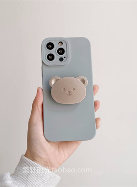 适用oppoFindx3手机壳X6韩国ins风X5奶蓝色Reno10pro+金属9小熊支架8液态硅胶7SE防摔5K小众4女3/6蓝灰色防摔