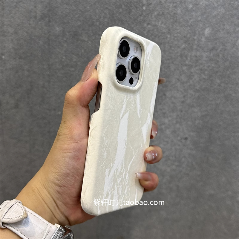 韩系ins风缎面纹硬壳适用oppoFindx8pro手机壳FINDX7 ultra奶白色X8丝绒纯色半包散热防摔温柔女网红新款秋冬
