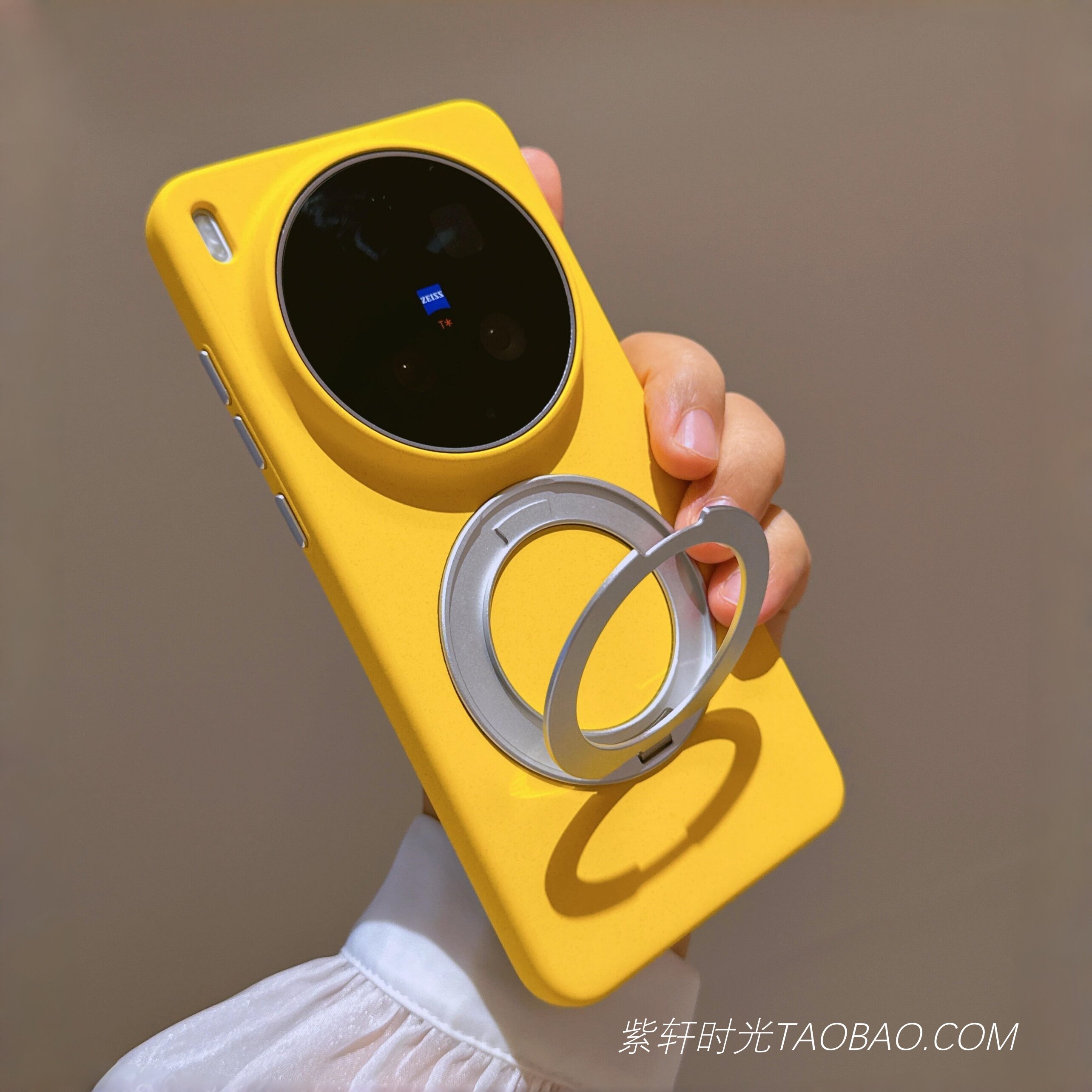 黄色360旋转一体支架适用oppo Findx9pro手机壳Findx9磁吸充电iQOO15 Ultra一加15T防滑岩沙金属按键小众高级