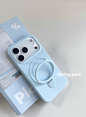 带支架Baby蓝色支点壳液态硅胶适用iPhone17promax手机壳苹果17pro磁吸16promax防摔15/14一体支架13/12pro女