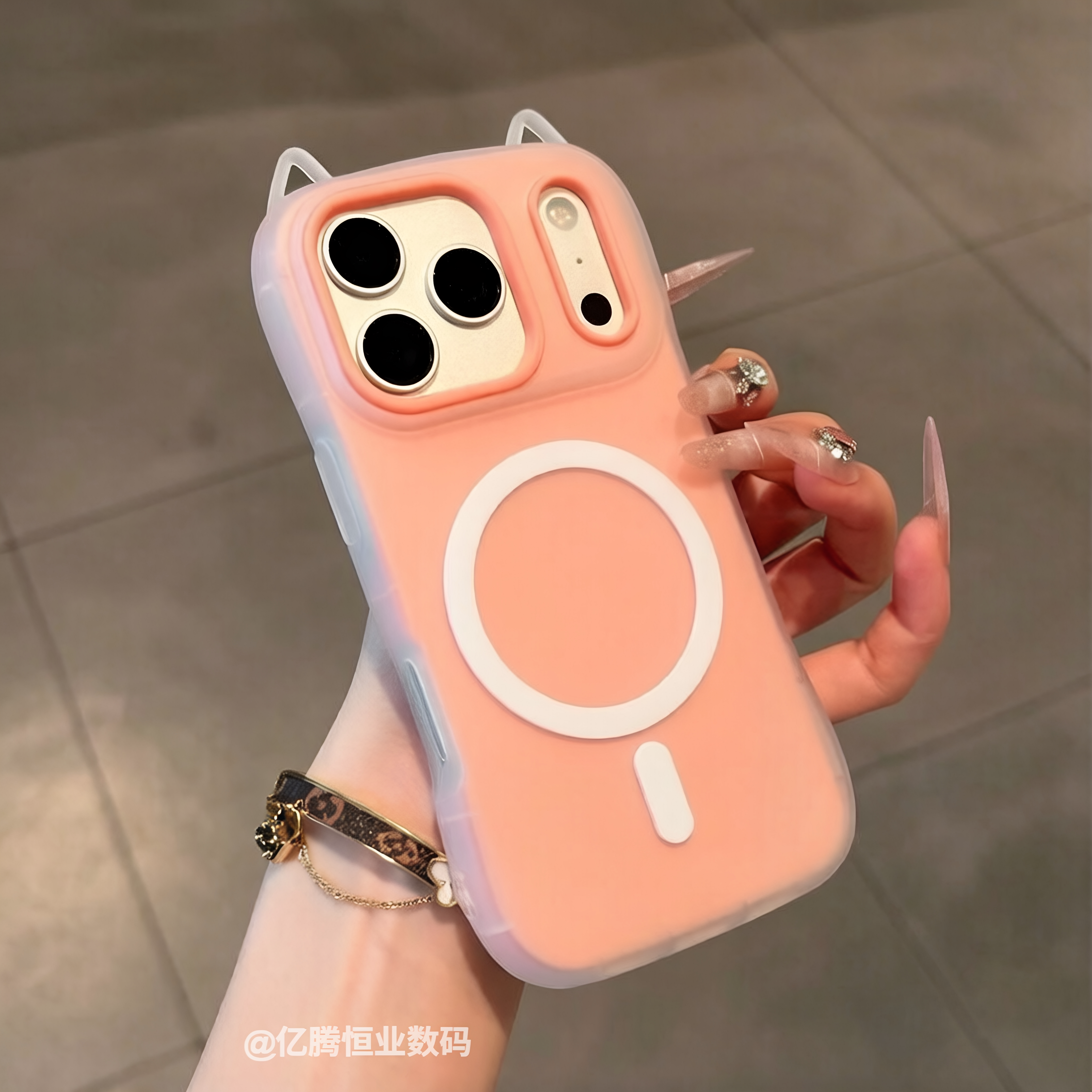 小蛮腰果冻二合一立体猫耳朵适用iPhone16苹果17promax磁吸手机壳17pro粉色15/14磨砂13液态12防指纹11保护套