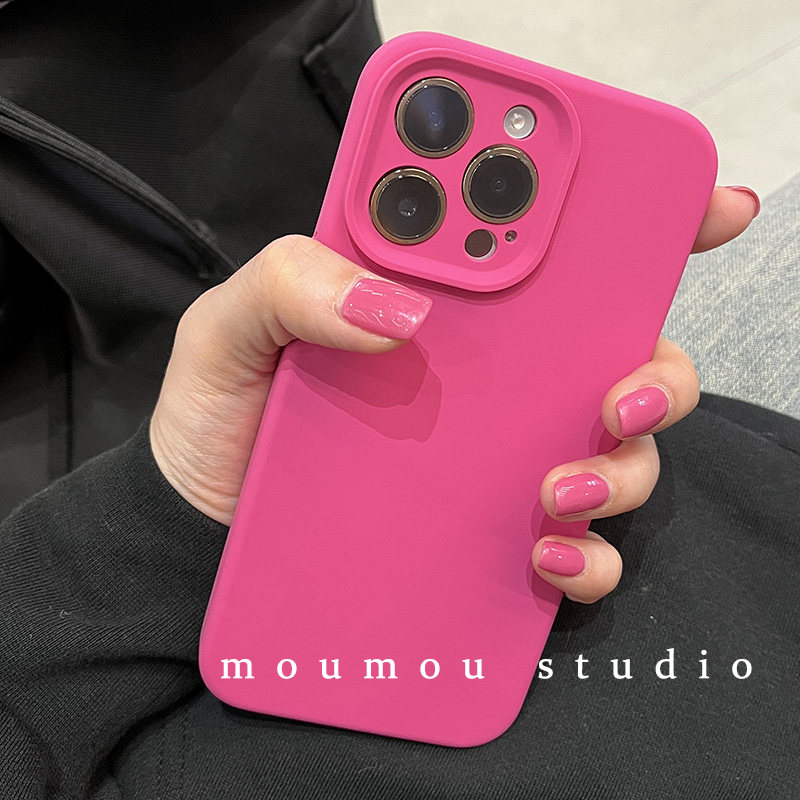 真液态硅胶玫红色16适用iphone14苹果13手机壳15promax女款12全包镜头mini婴儿肤感11软糯XS耐脏XR小红书梅子
