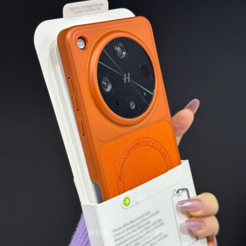 Magsafe磁吸素皮荔枝纹适用OPPOFindX9ultra手机壳Findx9Spro橙色Findx8s+电镀硬壳X8ultra全包防摔X8pro男女