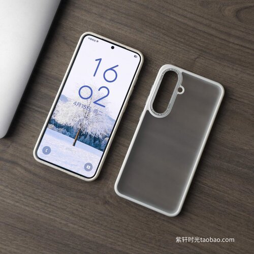 白月光高级简约雾面磨砂白适用GalaxyS25三星S24手机壳S25Ultra合金属镜框S24Ultra亚克力S23半透明S22防指纹