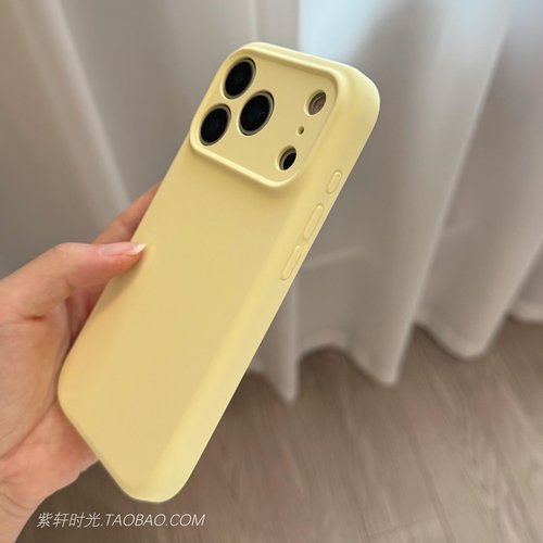 精孔全包镜头高档液态硅胶防摔适用iPhoneAir苹果17promax手机壳Baby奶油黄色16/15厚实14圆润13软糯耐脏不黄