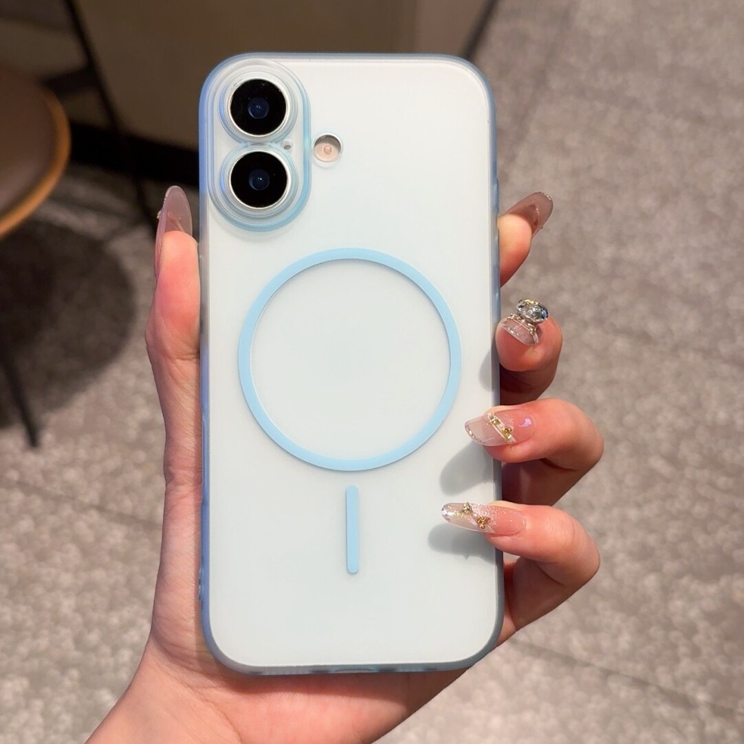 冰雾肤感磨砂蓝色适用苹果17promax手机壳iPhone16promax磁吸15/14防指纹Air高级感13promax全包镜头硅胶软壳