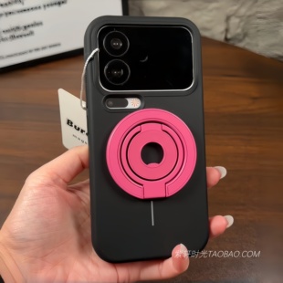 双面强磁吸三折叠金属支点支架适用oppoFindx8手机壳Findx9pro液态硅胶X8ultra无线充电X8s黑红撞色+防摔耐脏