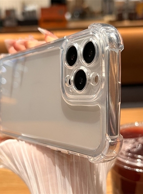 S25四角防摔适用S23三星S21/S24手机壳S22太空壳s10/S9透明note20全包ultra亚克力A54/A73简约A33/A22/A52/13