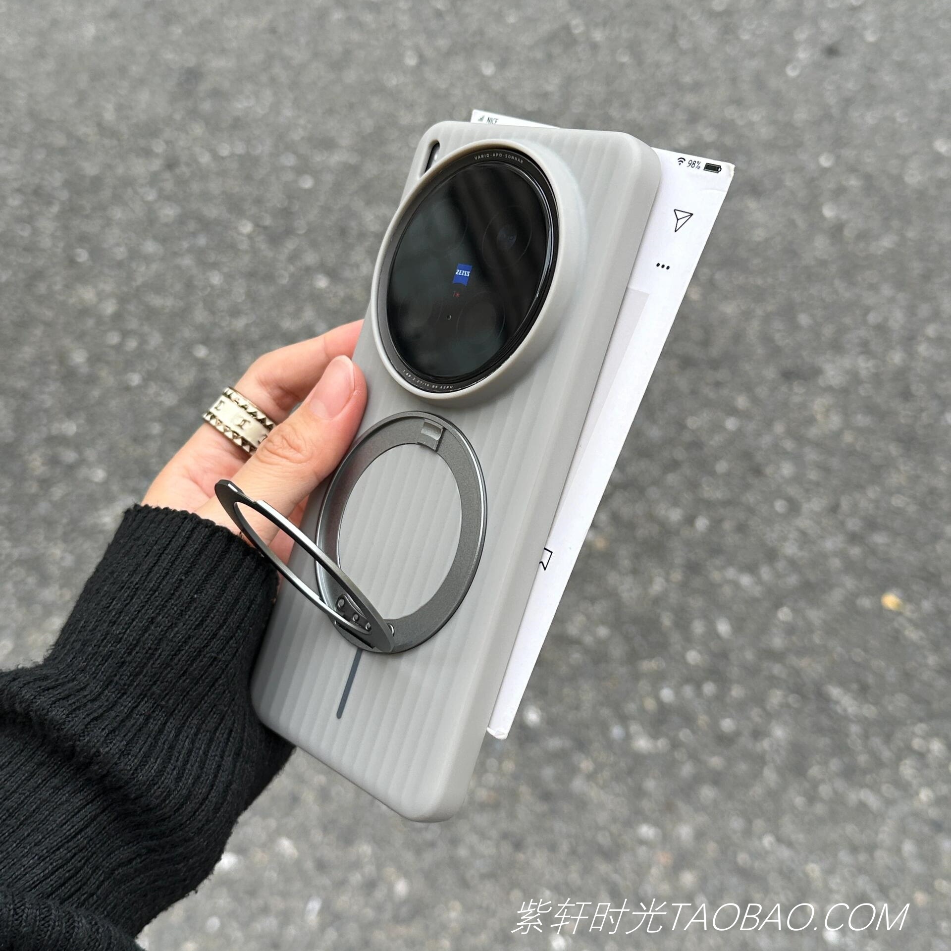 磁吸360旋转支架支点壳适用华为Pura80pro手机壳Mate70/60pro轻薄vivoX200ultra光栅瓦楞硬壳钛灰色无线充电