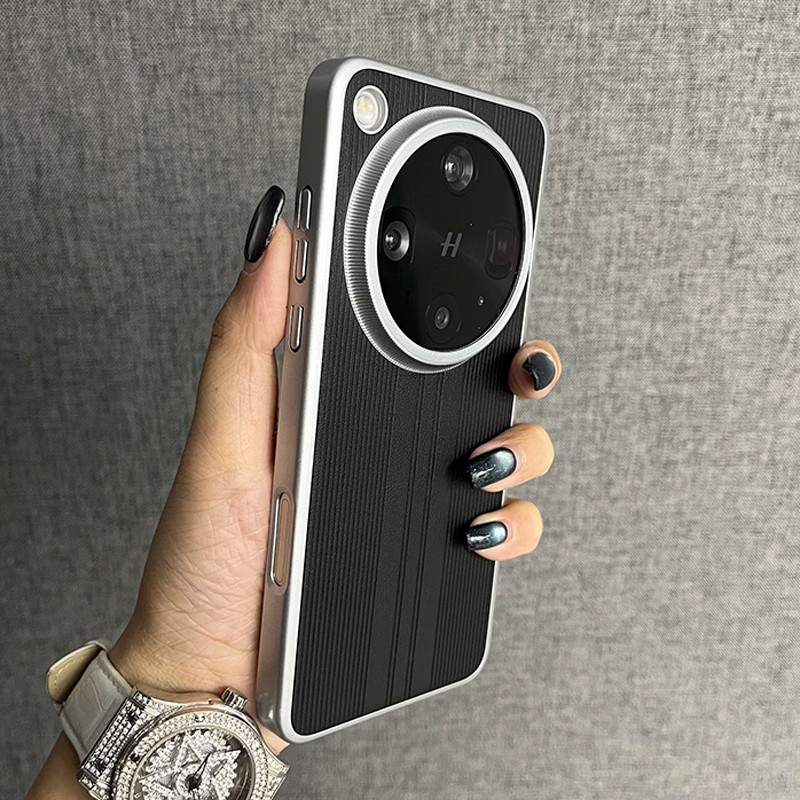 高档商务创意条纹素皮纹适用OPPOFindx8S手机壳X8S+黑色Findx8Ultra半包大孔X8散热PC硬壳X8pro磨砂抗指纹男