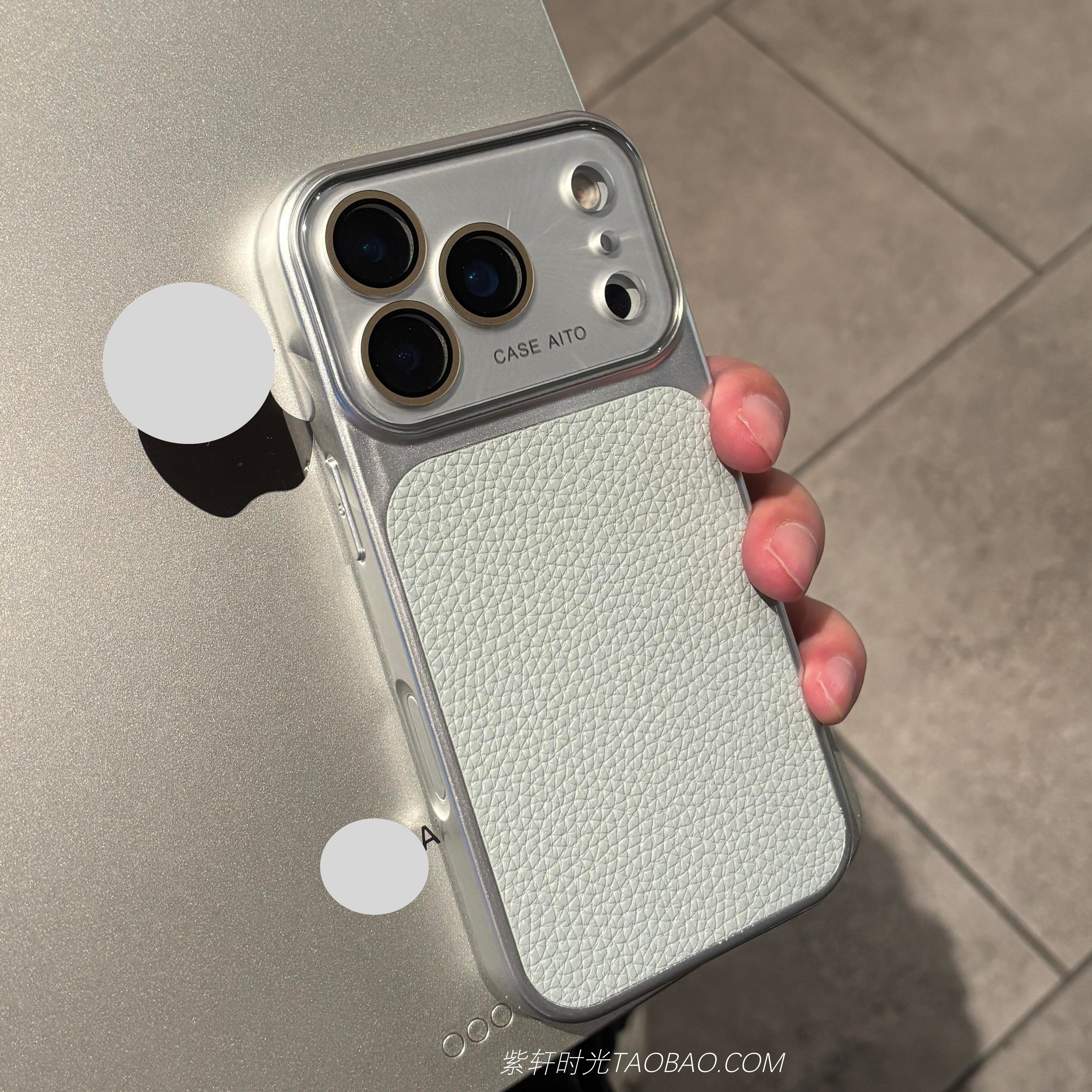 新款灰蓝色全包水晶镜头适用苹果17promax手机壳17pro荔枝纹iPhone16pro高级感15轻奢14简约13男女款电镀硬壳