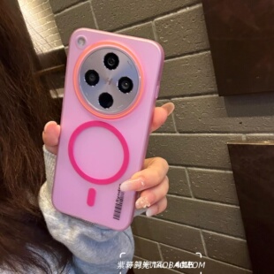 ins玫粉色磁吸充电适用OPPOFindx8pro手机壳X7无线Magsafe防摔A5/A3pro真我GT7简约Realme磨砂Neo7透明14pro+