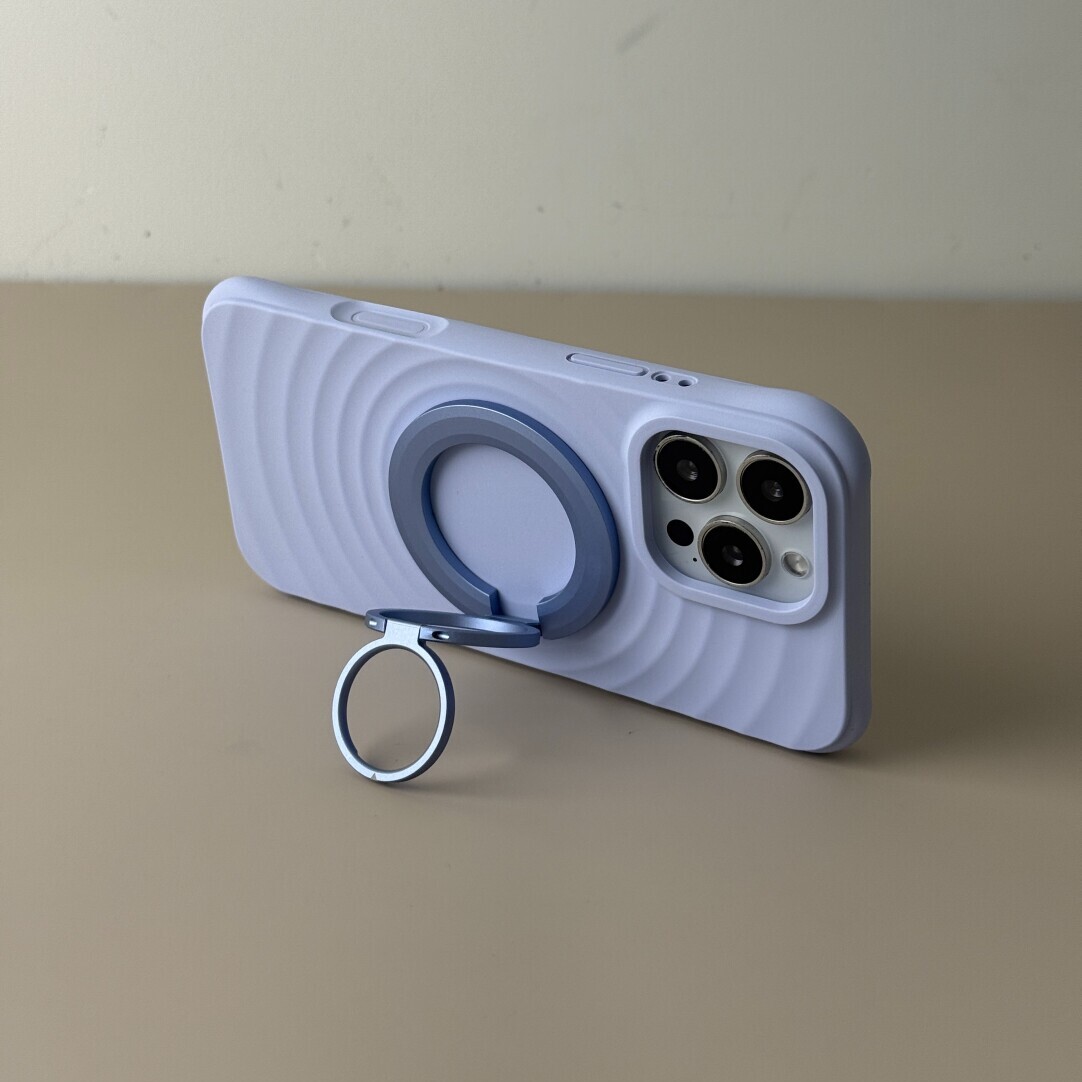 双指环三折叠强磁吸金属支架适用oppoFindx8手机壳Findx8s+奶蓝色波漾液态硅胶高级软糯耐脏全包防摔不会发黄