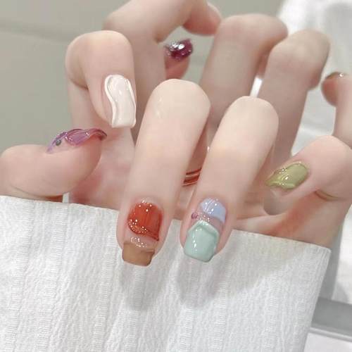 马卡龙可爱少女短款手工穿戴甲