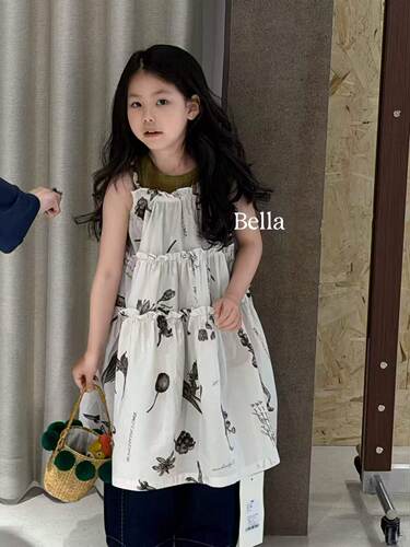 MiniG女童连衣裙纯棉儿童公主裙夏装2026新款白色裙子洋气碎花裙