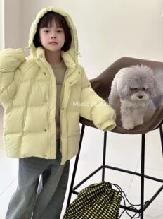 木莎正版女童儿童面包白鸭绒羽绒服25冬中大童糖果色保暖外套亲子