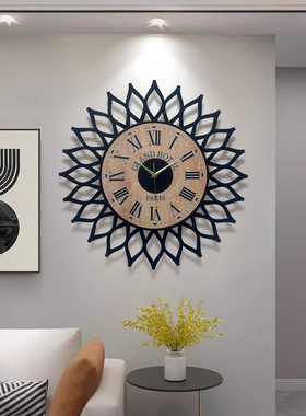 扫秒机芯欧式中国电池单面太阳机芯大简约极简挂钟铁艺wall colck