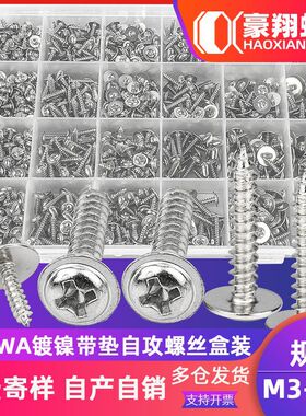 675PCS/835PCS镀镍PWA十字圆头带垫自攻螺丝盒装自攻螺丝套装螺丝