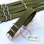 NATO 北约帆布尼龙表带 户外深军绿 18mm20mm22mm24mm 方形扣薄款