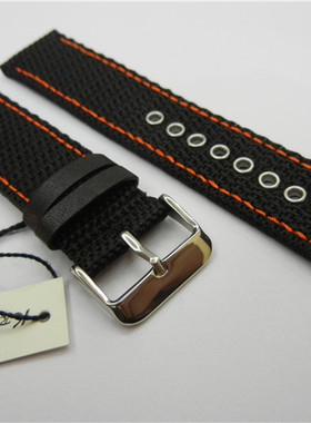 18mm20mm22mm经典耐用防水 加厚帆布尼龙表带 黑色带 西铁成 水鬼