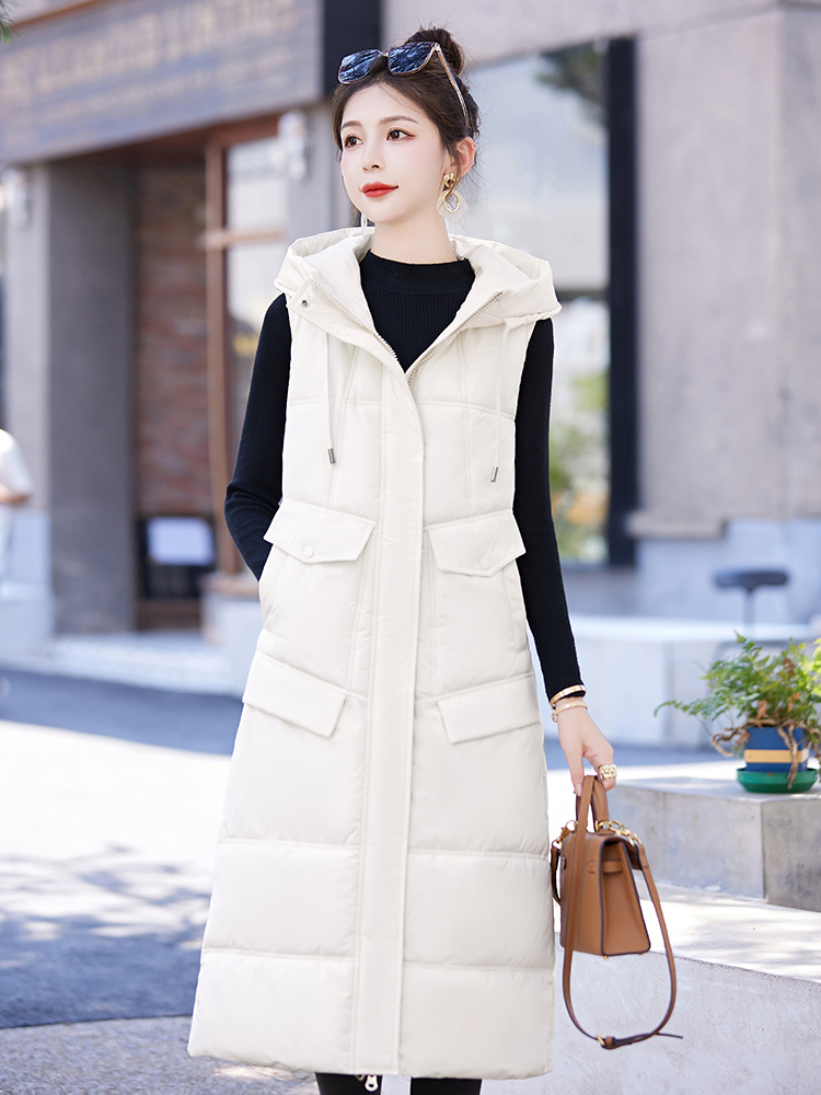 秋冬长款棉马夹女过膝