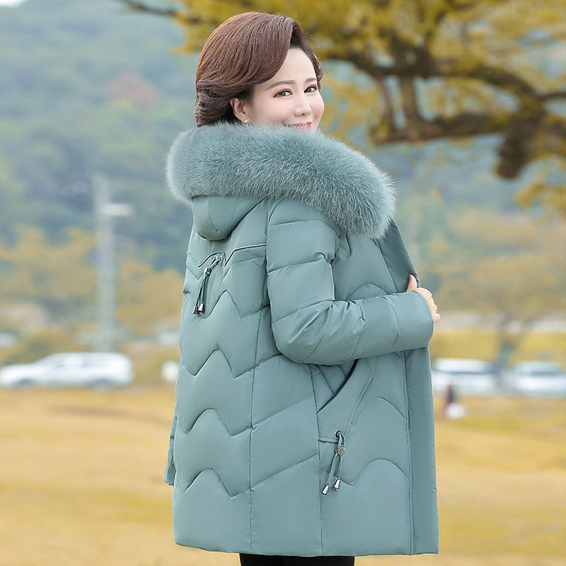 妈妈装羽绒棉服中长款棉衣2023新款大码中老年女装冬季棉袄外套