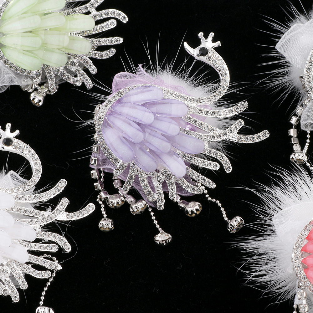 高级感天鹅毛球钻球手机链钥匙链