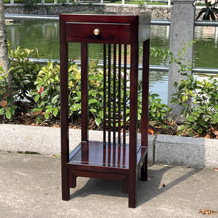 红木花架阔叶黄檀客厅新中式落地抽屉盆景架家具印尼黑酸枝木花几