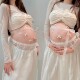 影楼新款 白色蕾丝拼接孕妈咪大肚照写真拍照摄影连衣裙 孕妇照服装