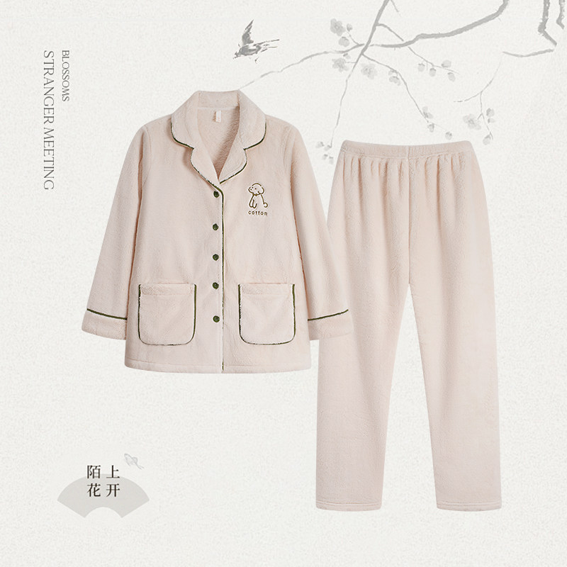 美梦【商场同款】秋冬加绒加厚珊瑚绒情侣睡衣居家男女士开衫套装,女士内衣/男士内衣/家居服,睡衣/家居服套装,淘宝优惠券,粉丝福利购,淘宝优惠卷