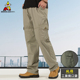 春秋透气休闲裤 裤 中老年爸爸裤 直筒多口袋工装 男士 稻草人纯棉长裤