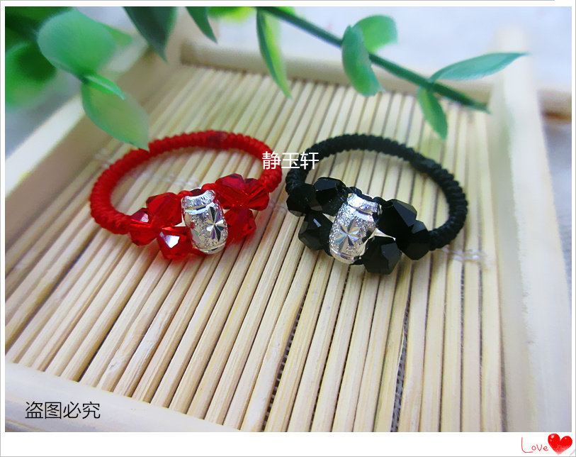 小红书金戒指金转运珠戒指女男款手工红绳金豆抖音同款不掉色金珠