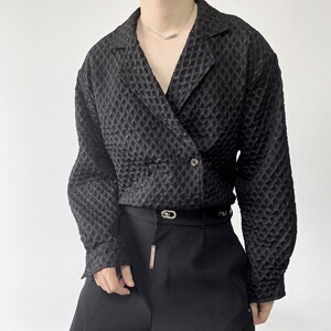 秋冬季休闲西服衬衣宽松韩版痞帅潮男装轻熟风西装领长袖106-P80图片