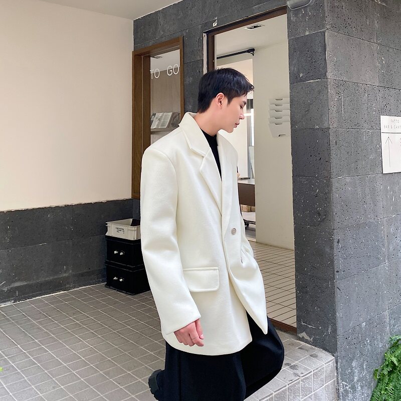 秋冬加厚斜纹毛呢风衣外套韩版翻领呢子西装雅痞阔型上衣181P155,男装毛呢大衣,星座901-1（原C217）