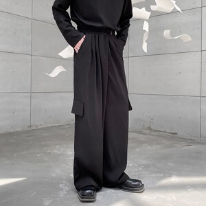 春季新款简约冷淡风直筒阔腿男长裤潮流百搭显气质休闲裤115P75图片
