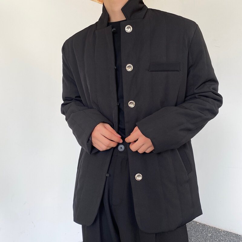 冬季中式西服棉衣复古绗缝棉立领简约冷淡风男女棉袄外套191P145,男装棉衣,星座901-1（原C217）
