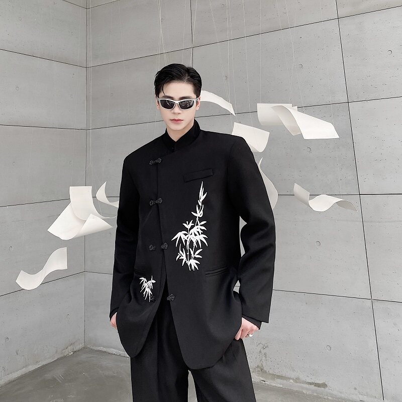 秋季个性改良中式立领西服刺绣男女外套潮流复古金属盘扣122P140,男装西服,星座901-1（原C217）